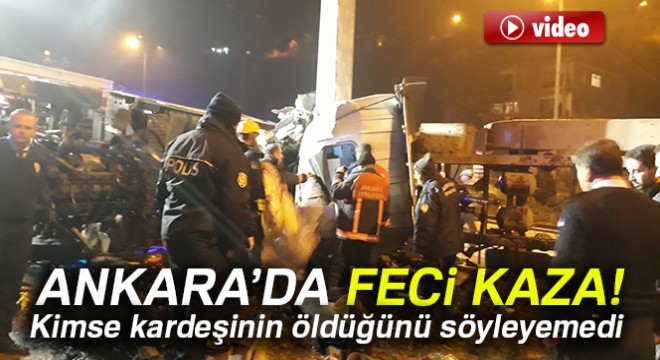 Ankara da freni boşalan alçı yüklü tır devrildi: 1 ölü