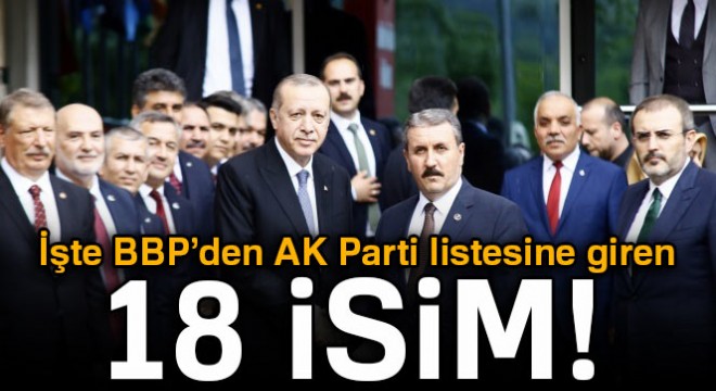 BBP’den AK Parti listesine 18 isim girdi