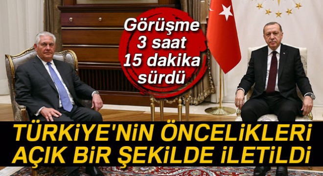 Cumhurbaşkanı Erdoğan-Tillerson görüşmesi 3 saat 15 dakika sürdü
