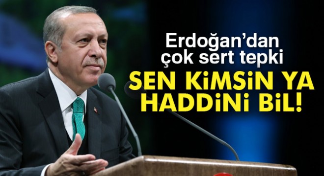 Erdoğan dan sert tepki:  Sen kimsin ya! Haddini bil 