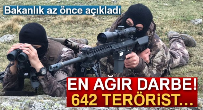 İçişleri Bakanlığı:  Son 5 ayda 642 terörist etkisiz hale getirildi 