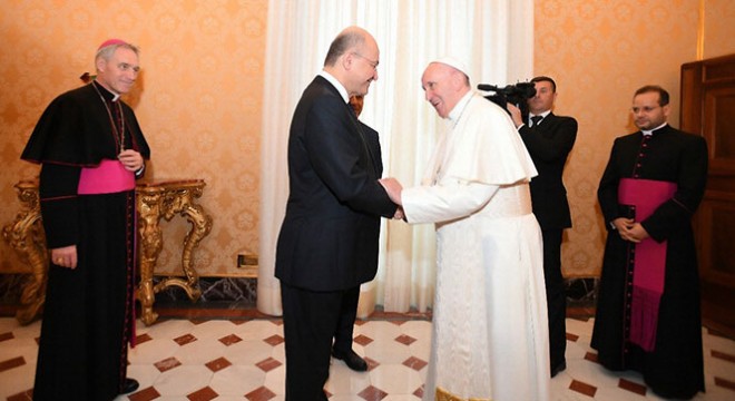 Irak Cumhurbaşkanı Salih ten Papa ya ziyaret